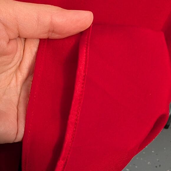 St. John Evening Silk Palazzo Pants in True Red - Picture 4 of 7